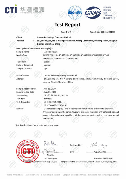 China Luxsun lighting Co.,Ltd zertifizierungen
